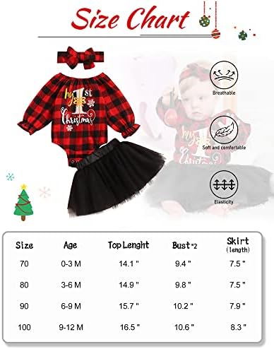 תינוקת תינוקות תינוקות חג המולד תלבושת לחג המולד הראשון שלי משובץ רומפר עליון טוטו חצאית עם סר
