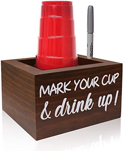 חום סולו חד פעמי מחזיק כוס נושא כלים משקה מסיבת כוס מחזיק מתקן עץ ארגונית אחסון סמן מחזיק סימן שלך כוס ולשתות עד