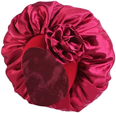 נשים אלסטי מצנפת שינה כובעי פרח משי סאטן בארה ' ב מוצק צבע למתוח רפוי שיער מכסה עבור נשים