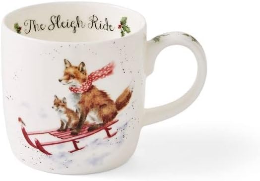 Wrendale Designs Royal Worcester Wrendale מתעצבן 0.3 ליטר ספל שועל The Sleigh Ride, Multicice
