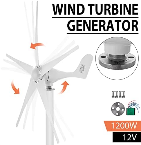גנרטור טורבינת רוח 1200 ואט 5 להבים מטען בקר טחנת רוח ערכת גנרטור טורבינת רוח 12 וולט