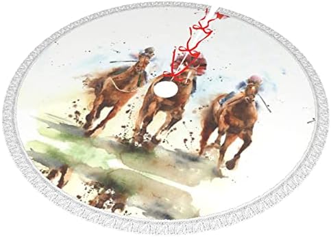 רכיבה על מירוץ סוסים ספורט שוליים שוליים עץ חג המולד סינר מעובה, חצאית עץ דקורטיבית לחג