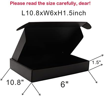 קופסאות משלוח של דואר Meianju קופסאות אריזות משלוח שחור L10xw6xh1.5 אינץ '20 יחידות להצעה לשושבינה, חתונה, חג