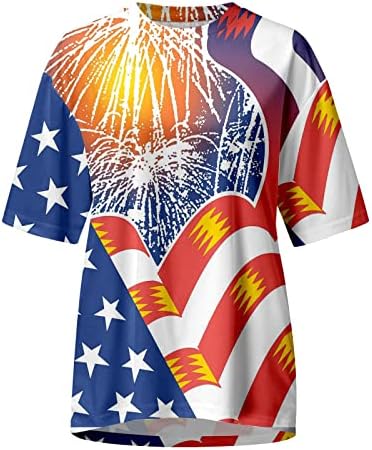 חולצות דגל אמריקאיות לנשים 4 ביולי צמרות יום עצמאות מזדמן יום שרוול קצר שרוול קצר