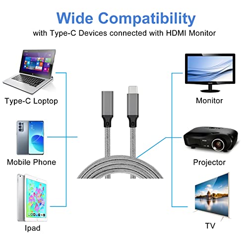 כבל הרחבה של Tianle USB C 1M/3.3ft, USB 3.1 GEN2 10GBPs מסוג C זכר לנקבה Thunderbolt 3 כבל טעינה, 4K וידאו