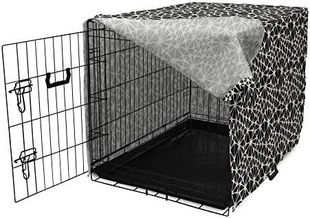 כיסוי ארגז כלבים וינטג 'משנות 70 של וינטג', רשת מונוכרום עם מוטיב אסימטרי חסר צורה של רשת גיאומטרית, כיסוי מלונה