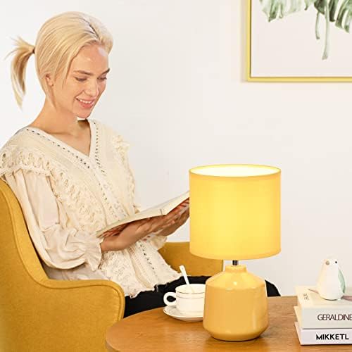 LAMFWELL LENA מנורת שולחן קטנה לסלון כמו מנורת שולחן ליד המיטה לחדר שינה, מנורת שולחן קרמיקה מודרנית,