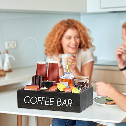 קפה תחנת ארגונית עם חוצצים קטנים, עץ קפה בר אביזרי ואחסון תיבת עבור דלפק, חווה קפה תרמיל מחזיק אחסון סל עבור