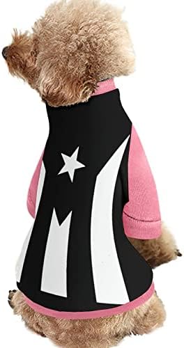 PrainkyStar Puerto Rico דגל שחור גאווה הדפס סווטשירט חיית מחמד עם סרבל סוודר של פליס לכלבים חתול עם