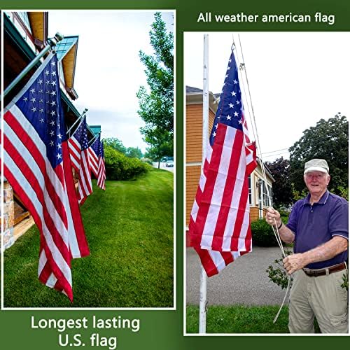 דגל אמריקאי 3x5 חובה כבדה חיצונית - דגל אמריקאי ניילון ארהב דגלים 3x5 חיצוניים, כוכבים רקומים ופסים תפור