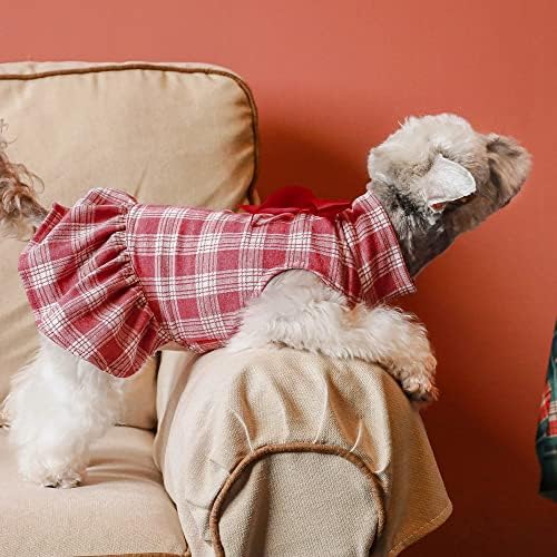 תלבושת חג המולד של כלב Fitwarm, שמלת כלבים חורפית, בגדי כלבים לילדה כלבים קטנים, תחפושת חיית מחמד משובצת