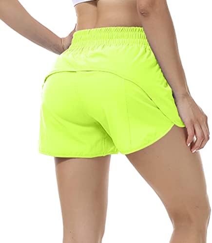מכנסיים קצרים של Aurefin Running לנשים, מכנסיים קצרים אתלטים גבוהים עם תוחם וכיס רוכסן מכנסיים