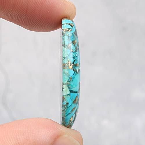 Real-gems 27.5 ct. נחושת טבעית רופפת טורקיז אבן חן סגלגלה מבריקה, לייצור תכשיטים אבן אנרגיה, עטיפת תיל, מלאכות
