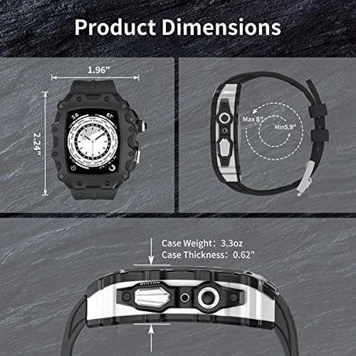 ערכת שינוי NIBYQ לסדרת Apple Watch 8 45 ממ סדרה 7 45 ממ לוחית מתכת+רצועת גומי לסדרת IWatch 6 SE 5 4 44 ממ