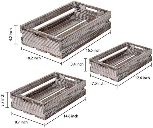 תיבת אחסון דקורטיבי עץ עם ידיות, המדינה כפרי קינון פתוח למעלה סל, סט של 3