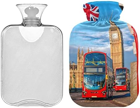 בקבוקי מים חמים עם כיסוי דגלים בריטיים דוכני טלפון ביג בן לונדון שקית מים חמים להקלה על כאב, כאבי מחזור,