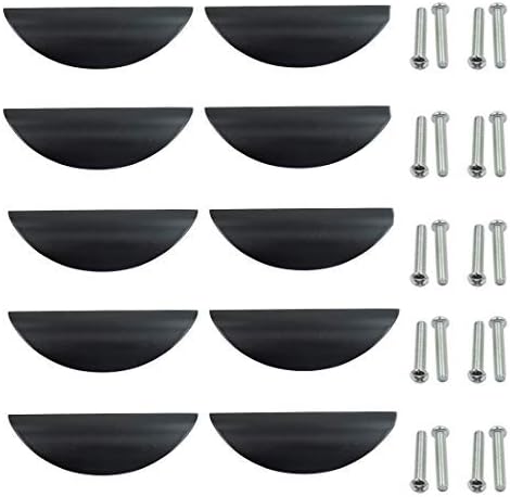LC Lictop 10 חבילה שחור שטוח שחור מודרני למטבח משיכת אצבעות, מרכזי חור בגודל 1.25 אינץ '