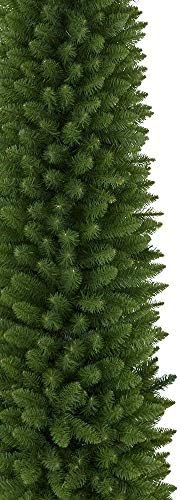 Treetopia מספר 2 עיפרון 7.5 רגל רזה מלאכותית עץ חג מולד עם אורות לבנים צלול, דוושת כף רגל, דוושת כף רגל ודוכן