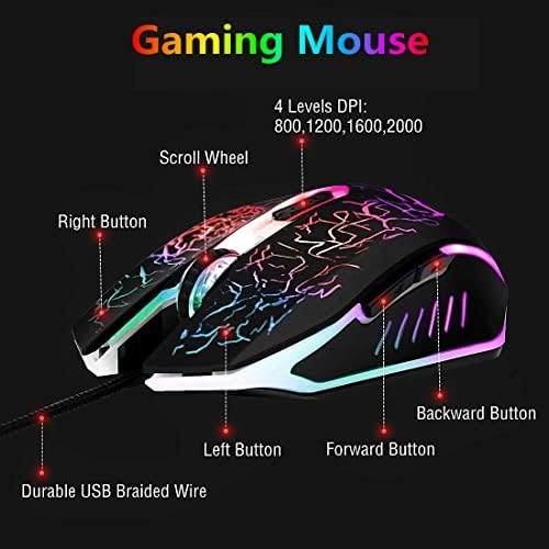 RGB 87 מקשים מקלדת משחקים ושילוב עכבר צבעוני, USB Wired תאורה אחורית תחושה מכנית מקלדת משחקים