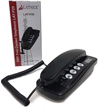 Latnex EMF קווי טלפון טלפונים ביתיים טלפון שחור - ליחידים רגישים אלקטרומגנטיים - קשישים לקויי ראייה או