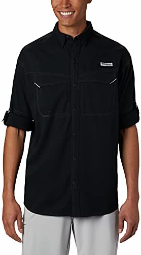 דראג נמוך של קולומביה, חולצת שרוול ארוך של קולומביה, UPF 40 הגנה, בד פיתול לחות, שחור, בינוני