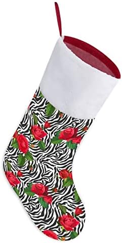 פרחים ועור זברה גרבי חג המולד גרביים מדפיסים קישוטי אח עץ חג המולד