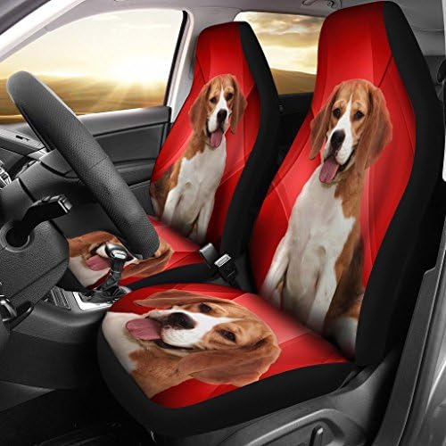 כיסוי מושב מכונית עם הדפס אדום של כלב ביגל מדהים