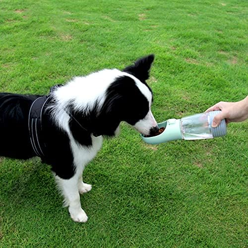 בקבוקי מים ניידים לכלבים עם מתקן קערה חסין דליפות מים ומיכל מזון להליכה וטיולים בדרכים