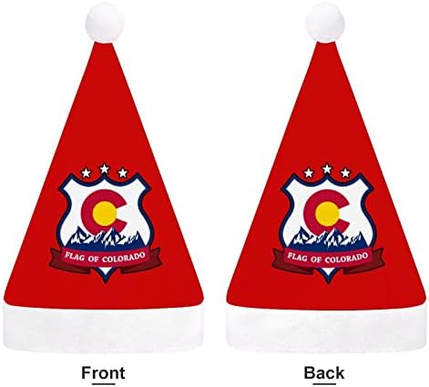 דגל של קולורדו חג המולד כובע סנטה קלאוס כובעי קצר קטיפה עם לבן חפתים לגברים נשים חג המולד חג מסיבת