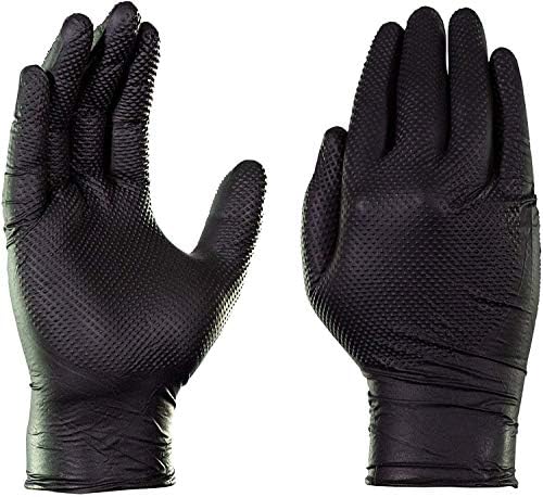 GloveWorks HD שחור ניטריל כפפות חד פעמיות, 6 מיל, לטקס ואבקה ללא אבקת, מרקם יהלום מוגבה
