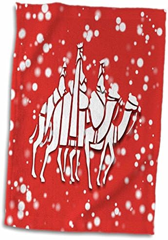 3 דרוז עיצוב חג מולד לבן - אדום ולבן שלושה חכמים על גמלים - מגבות