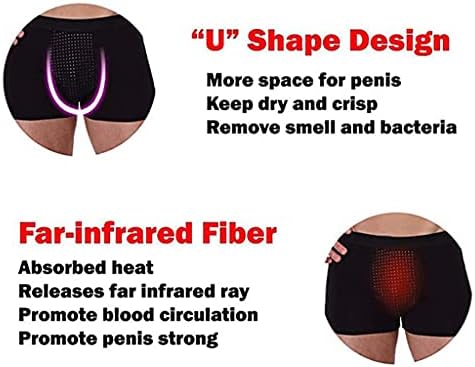 3 יחידות מגנטי תחתוני מתאגרף מכנסיים קצרים לגברים, טורמלין ערמונית טיפול תחתונים, מקדם צמיחה משנית