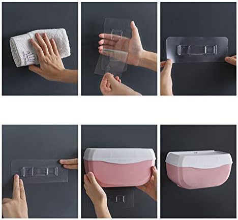 קופסת רקמות טואלט של XZRWYB, קופסת נייר טואלט אטומה למים רכוב על קיר ללא ניקוב, תיבת אחסון רב-פונקציונלית לשירותים