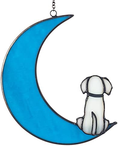 כלב חתול זיכרון מתנות המשתזפת ' שחור חתול לבן כלב דקור על זוהר כחול ירח מוכתם זכוכית חלון שטיחי