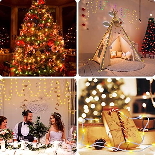 אורות מחרוזת פיות חכמים 32.8ft 100 LED אורות מחרוזת חג המולד אורות נצנוץ אורות נצנוץ עם טיימר ומוזיקה
