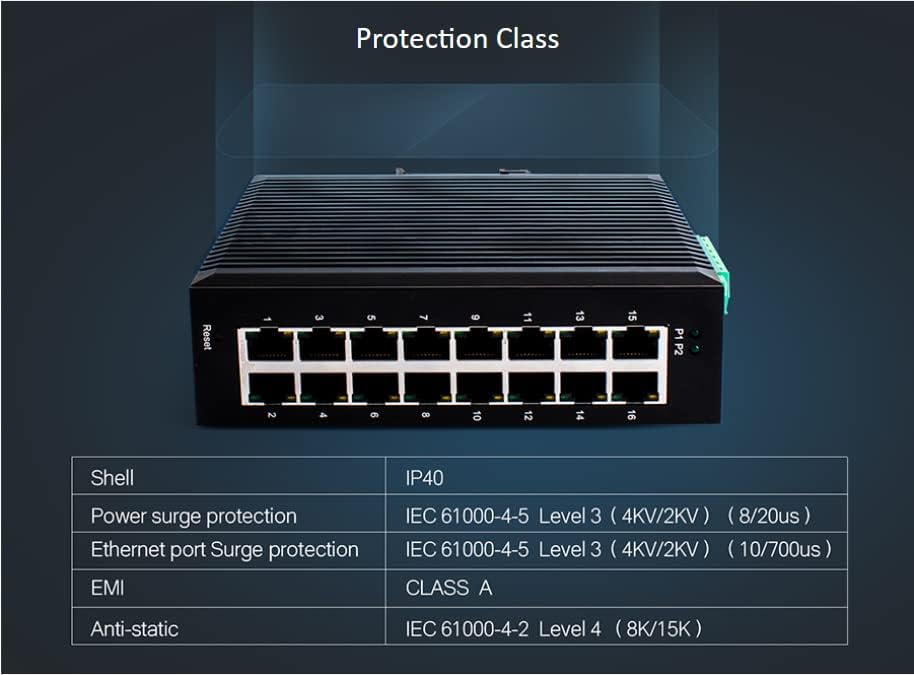 JMT USR-SDR160 מתגי אתרנט לא מנוהל תעשייתי מתגי 16-LAN יציאות 10/100 מגהביט לשנייה 10-58V הגנה