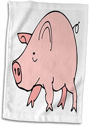 3drose Florene Childrens Art II - חזיר ורוד מצויר חמוד - מגבות
