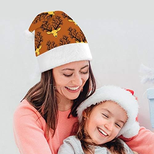 חג המולד סנטה כובע, צבי ראש חג המולד חג כובע למבוגרים, יוניסקס נוחות חג המולד כובעי לשנה חדשה חגיגי