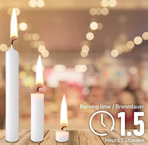 נרות עץ ברובייקר עם פמוטים לעץ-חבילה של 20-3 6 אינץ 'נרות לבן + פמוטים וינטג' מסורתיים עם קליפ