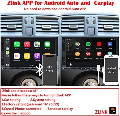 Binize 7 אינץ 'DIN DIN Android 10 סטריאו לרכב תואם ל- Carplay Android Auto Radio Radio, Play Play