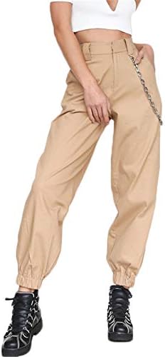 Andongnywell המותניים הגבוהות המותניים היפ הופ מחודדת מכנסיים מכנסיים מכנסיים מכנסיים מכנסי טרנינג