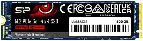 כוח סיליקון 500 ג'יגה -בייט UD85 NVME 4.0 GEN4 PCIE M.2 SSD R/W עד 3,600/2,400 MB/S