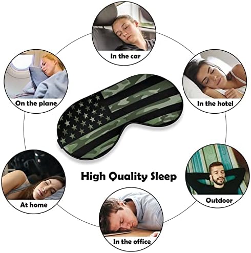 הסוואה ירוקה מסכת דגל אמריקאית מסיכת שינה רכה מכסה עיניים ניידת עם רצועה מתכווננת לגברים נשים