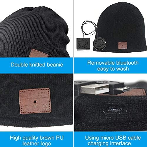 כובע כיפה Bluetooth Bearsfire עם כפפות מסך מגע, כובע מוסיקה אוזניות אלחוטית כובע חורף כובע סרוג רך וחם
