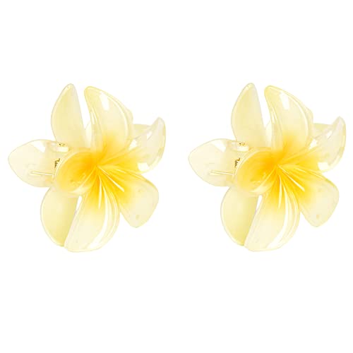 קטעי טופר פרחים לשיער פרחי שיער הוואי קליפ קליפ חמוד צהוב חמוד ללא החלקה פרחונית קליפ קליפ מהדק בארט.