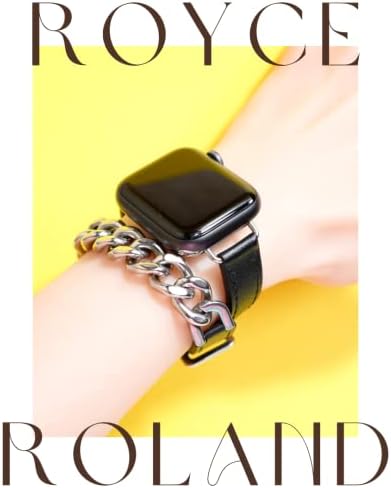 Royce & Roland Japan Apple Watch רצועת שרשרת עור אמיתית להחלפת צמיד מתכת נירוסטה Iwatch Series87654321