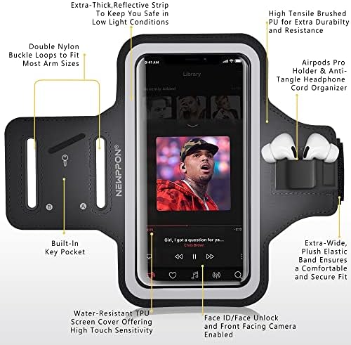 טלפון סלולרי של Newppon מפעיל סרט זרוע: עם AirPods Pro Holder Case עבור iPhone Pro Max Plus mini se