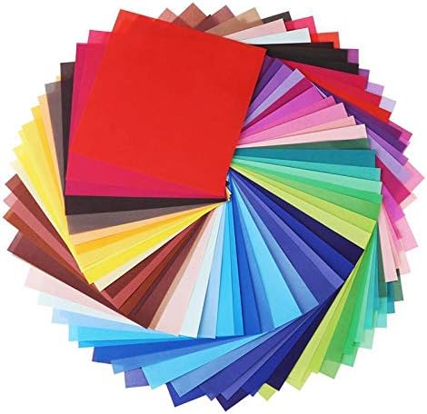 Exasinine 8 אינץ 'x 8 אינץ' נייר אוריגמי מרובע חד צדדי, 50 צבעים, 200 גיליונות