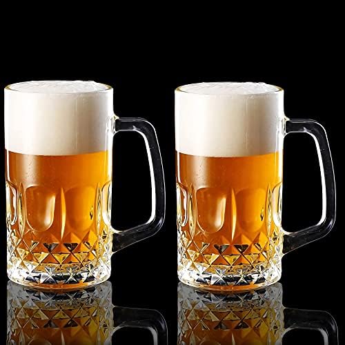 Momugs 20 גרם בירה ספל שטיין, גרמני כוסות בירה גדולות ונקיו עם ידית לגברים, סט של 2