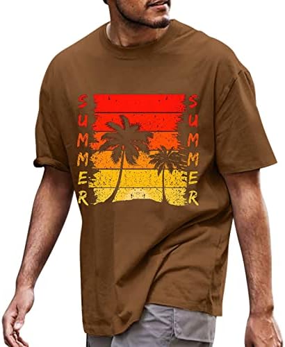 חולצות טריקו של Zddo Mens קיץ מכתב שרוול קצר הדפס טייז הוואי מזדמן